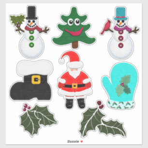 Vilt Look Christmas Cuties Ornamenten Stijl Sticker