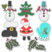Vilt Look Christmas Cuties Ornamenten Stijl Sticker (Voorkant)