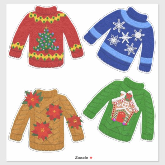 Vilt Look Christmas Tacky Sweaters Schattige Sticker (Vel)