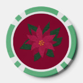 Vilt Look Red Poinsettia Bloemvakantie Poker Chips (Achterkant)