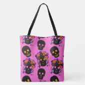 Vilt Look Skulls op Roze Halloween Treat Bag Tote Bag (Achterkant)
