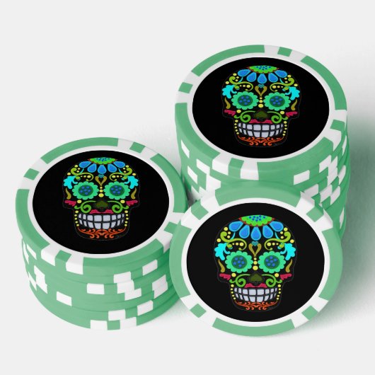 Vilt Look Sugar Skull Decoratief Mooi Poker Chips (Opstapeling)