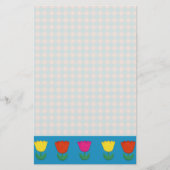 Vilt Look Tulpen en Gingham Checks Landelijke Stij Briefpapier (Voorkant)