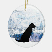 Vilt met hart - zwarte hond - zwart lab keramisch ornament (Links)