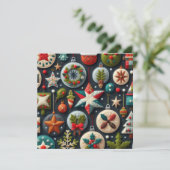 Vilt Patchwork Kerst Ornament Kaart (Staand voorkant)