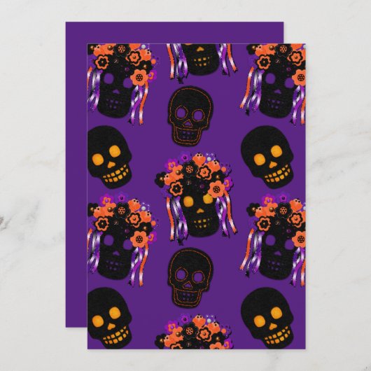 Vilt Style Sugar Skulls Verjaardag van de Doden (Voorkant / Achterkant)