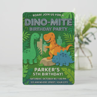 Vilttextuur Jurassic Playground Dinosaurus Verjaar Kaart