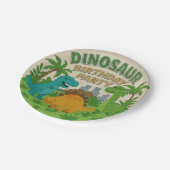 Vilttextuur Jurassic Playground Dinosaurus Verjaar Papieren Bordje (Gekanteld)