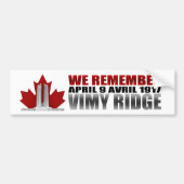 Vimy Ridge We herinneren ons Bumpersticker (Voorkant)