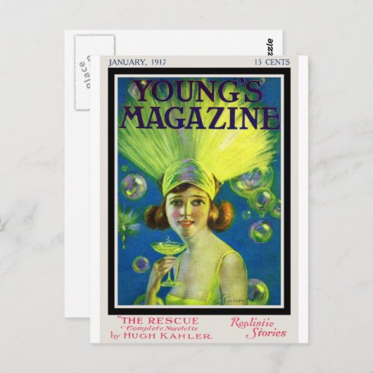 Vin Champagne & Hoesje van het Tijdschrift van Briefkaart (Voorkant / Achterkant)