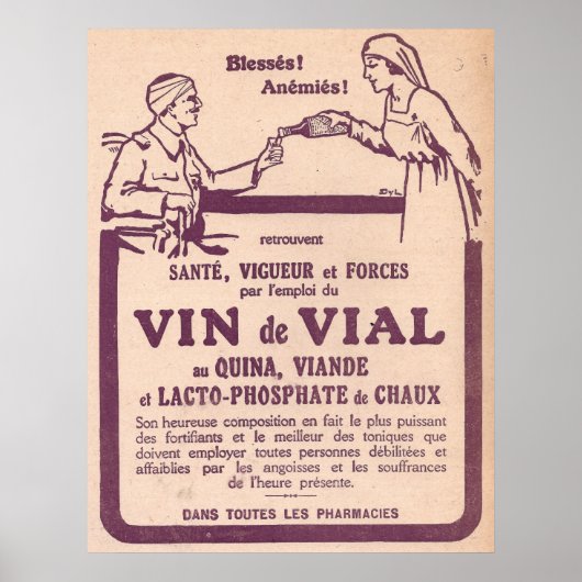 Vin de injectieflacon geneesmiddel en poster (Voorkant)