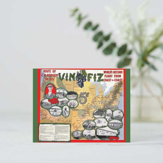 Vin Fiz Briefkaart (Staand voorkant)