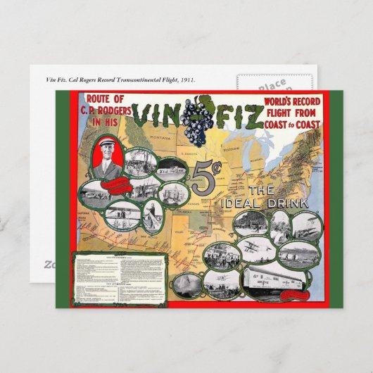 Vin Fiz Briefkaart (Voorkant / Achterkant)