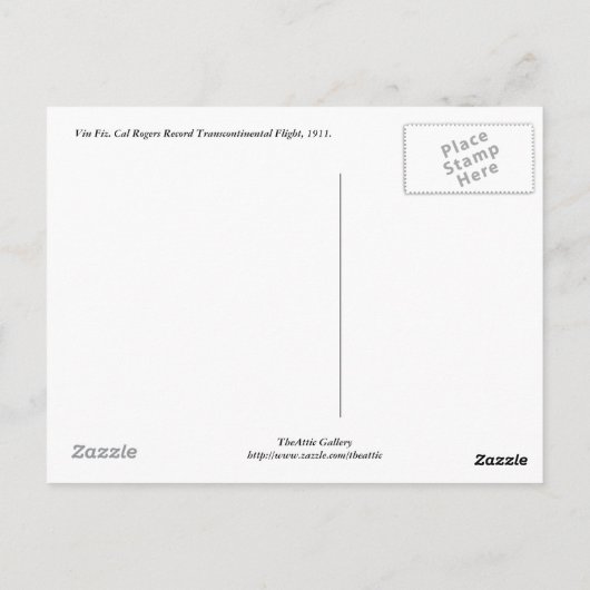 Vin Fiz Briefkaart (Achterkant)