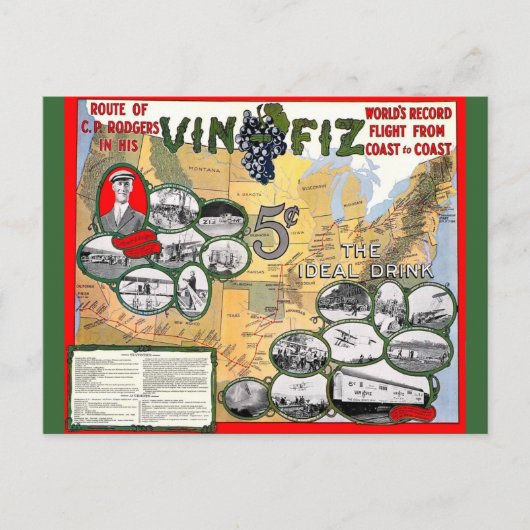 Vin Fiz Briefkaart (Voorkant)