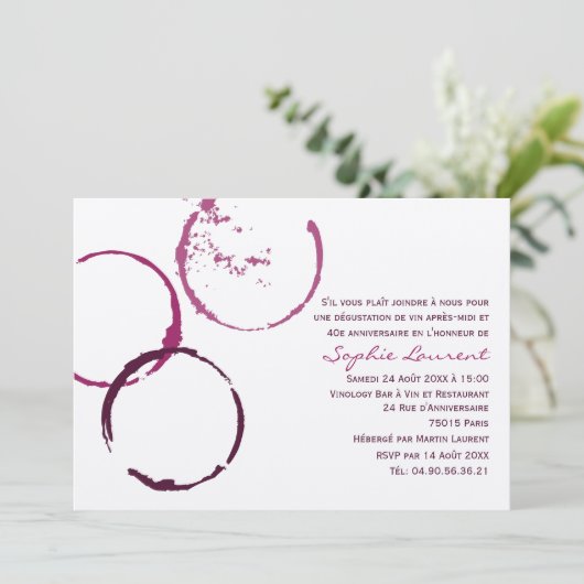 Vin Invitation Orientée de Fête d'Anniversaire Kaart (Staand voorkant)