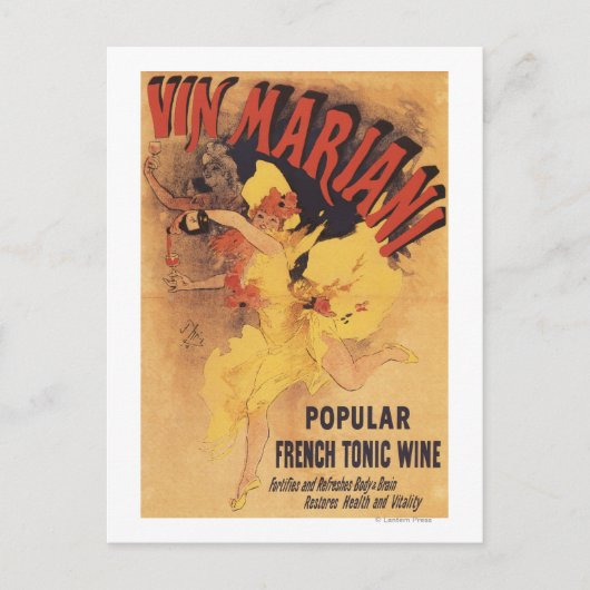 Vin Mariani Dancing Girl Pesting Wine Briefkaart (Voorkant)