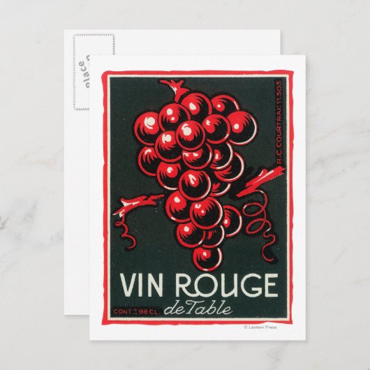 Vin Rouge De Table Wine LabelEurope Briefkaart (Voorkant / Achterkant)