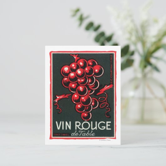 Vin Rouge De Table Wine LabelEurope Briefkaart (Staand voorkant)