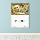 Vin Rouge Wine LabelEurope Canvas Afdruk (Insitu (Houten vloer))