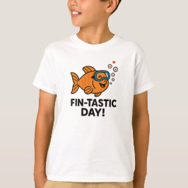 Vin-tastische Dag Mooie Oranje Vis Ontwerp T-shirt