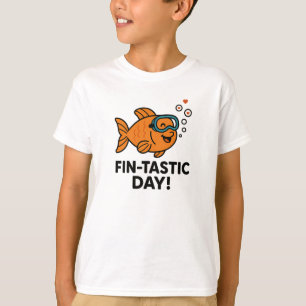 Vin-tastische Dag Mooie Oranje Vis Ontwerp T-shirt