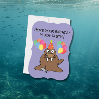 Vin-tastische walrus met ballonnen & vis verjaarda