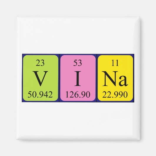 Vina periodieke table name magnet (Voorkant)