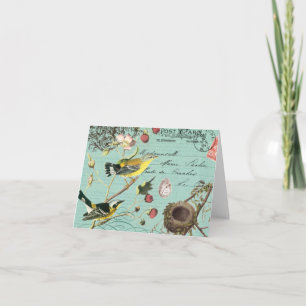 Vinage Franse Vogels Notecard Kaart