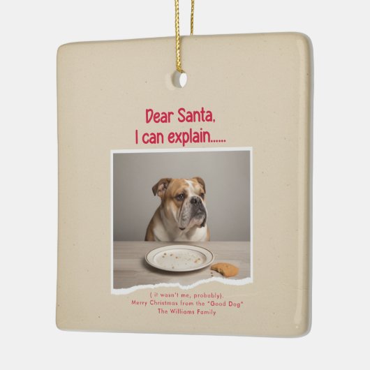Vinage Funny Dog Pet Photo Christmas Holiday Keramisch Ornament (Links)