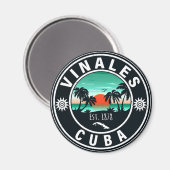 Vinales Cuba Island Retro Sunset Souvenirs 60s Magneet (Voorkant / Achterkant)