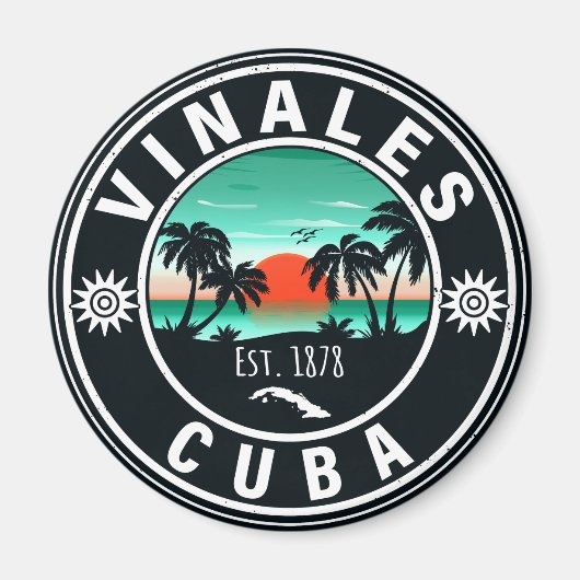 Vinales Cuba Island Retro Sunset Souvenirs 60s Magneet (Voorkant)