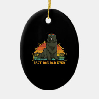 Vinatge Best Newfoundland Dog Dad Hondenliefhebber Keramisch Ornament