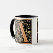 Vinatge Black & Gold Letter 'A' - Mok (Voorkant links)