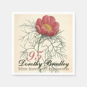 Vinatge Botanical Peony 95th Birthday Party PN Servetten