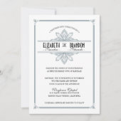 Vinatge Deco Silver & Black Wedding Invitation Kaart (Voorkant)