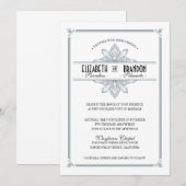 Vinatge Deco Silver & Black Wedding Invitation Kaart (Voorkant / Achterkant)