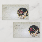 Vinatge Meisje Damask Roos Boutique Mode Business Visitekaartje (Voorkant / Achterkant)