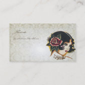 Vinatge Meisje Damask Roos Boutique Mode Business Visitekaartje (Achterkant)