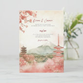Vinatge Waterverf Japans Landschap Trouwen Kaart (Staand voorkant)