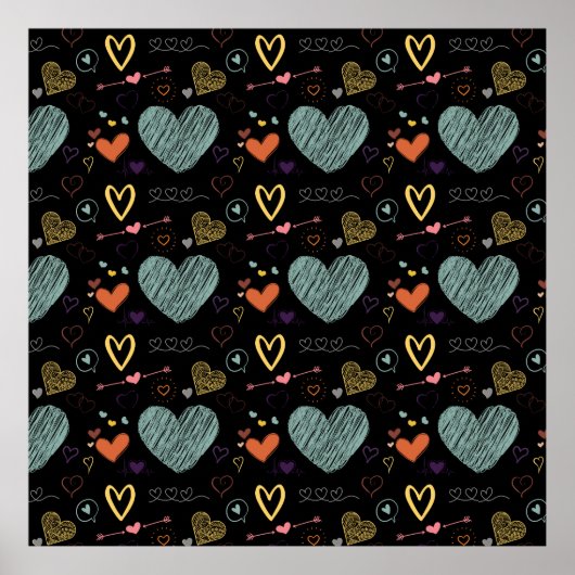 vinatleuren - hartritme - zwarte achtergrond poster (Voorkant)