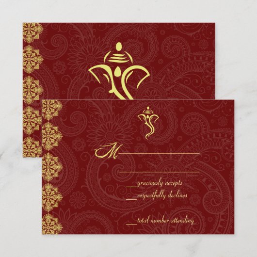 Vinayaka Wedding RSVP-kaarten RSVP Kaartje (Voorkant / Achterkant)