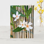 Vinca-bloem op omheining kaart (Gele Bloem)