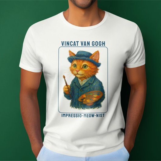 Vincat Van Gogh Impressio-miauw-nist Grappig T-shirt