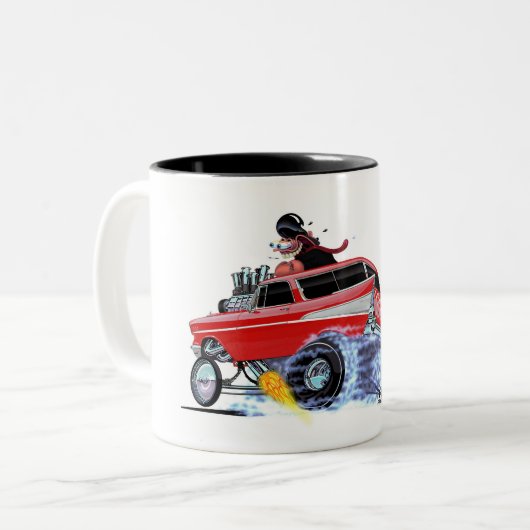 Vince Crains High Octane Art, 1957 Chevy NOMAD Tweekleurige Koffiemok (Voorkant links)