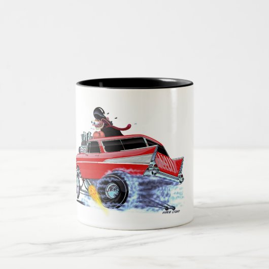 Vince Crains High Octane Art, 1957 Chevy NOMAD Tweekleurige Koffiemok (Center)