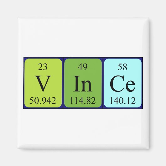 Vince periodieke lijstnaam magnet (Voorkant)