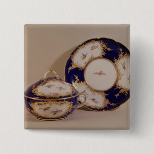 Vincennes bowl en standaard, c.1745 vierkante button 5,1 cm