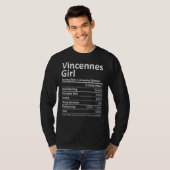 Vincennes Girl In Indiana Funny City Home Roots Us T-shirt (Voorkant volledig)