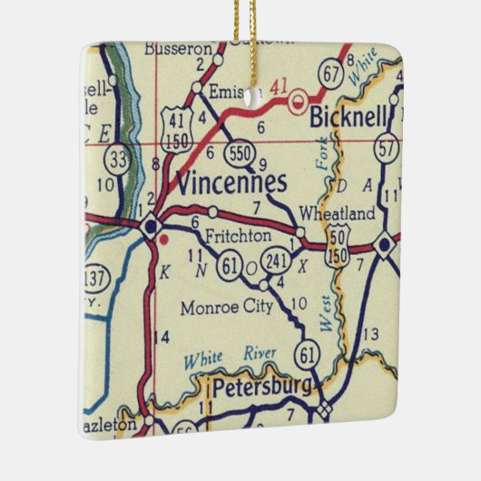 Vincennes in  kaart keramisch ornament (Rechts)